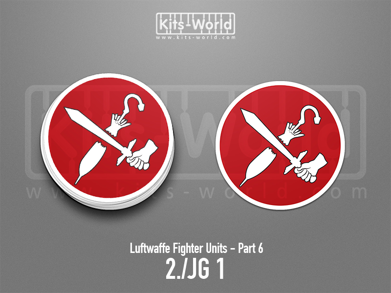 Kitsworld SAV Sticker - Luftwaffe Fighter Units - 2./JG 1 W:100mm x H:100mm 